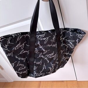 NWT PINK by Victoria’s Secret Weekend Bag, Black with White “love pink” logo